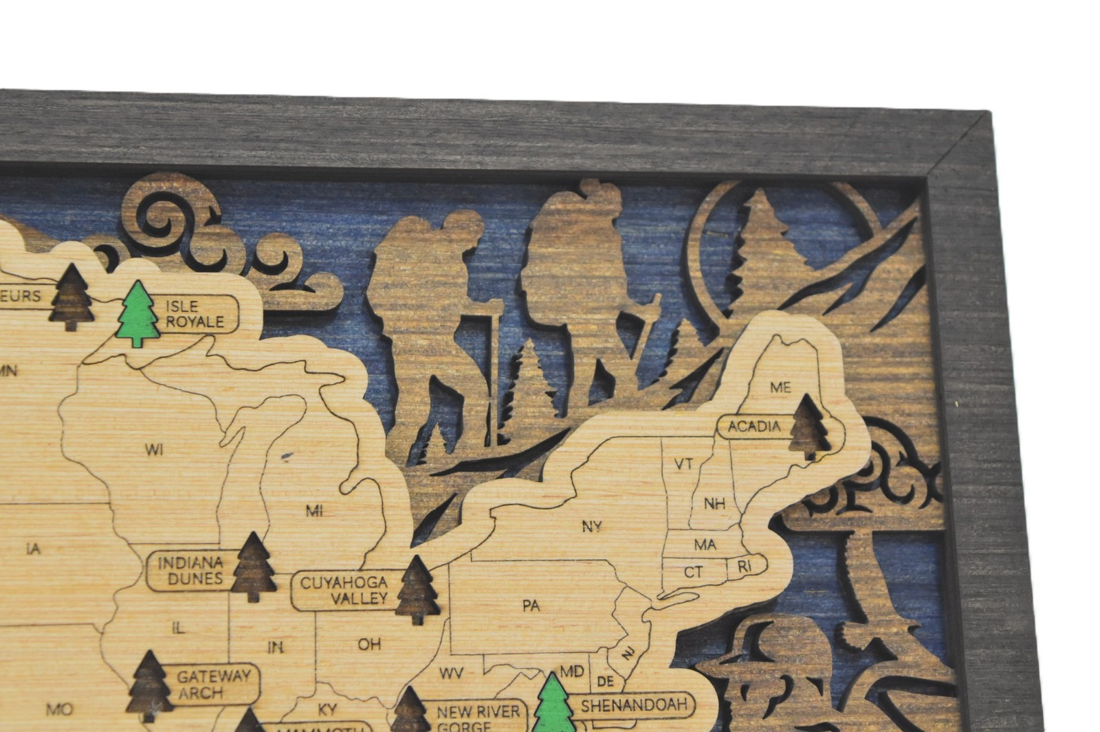 Handmade Wood National Parks Travel Map