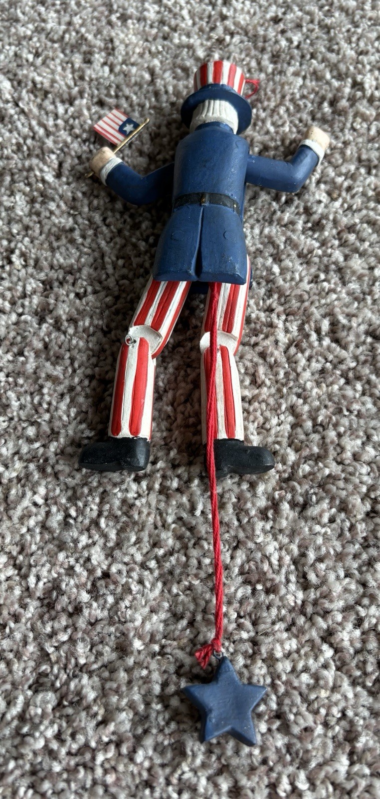 Vintage Uncle Sam Flag Stars & Stripes Door Hanger Pull String Rustic Americana
