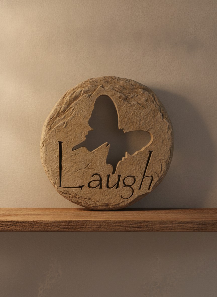 11″ Round Butterfly Cut-Out Stone Wall Plaque – Laugh Etched Garden Decor