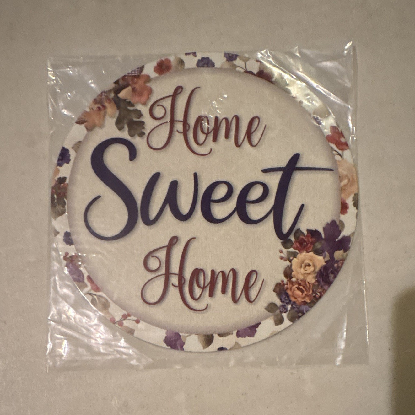 Wreath Center Door Hanger Signs Home Sweet Home Floral Metal Plaque 8in Round