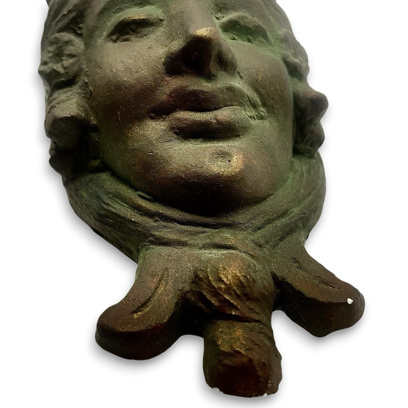 Classical Solid Chalkware Plaster LADY FACE Wall Hanging Antique Bronzed EUC