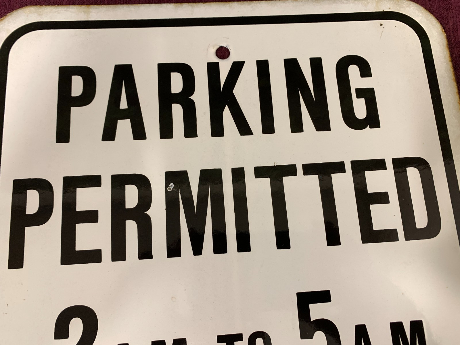 Authentic Old PARKING PERMITTED 2 AM TO 5 AM THIS SIDE Metal Street Sign 8 x1 2″