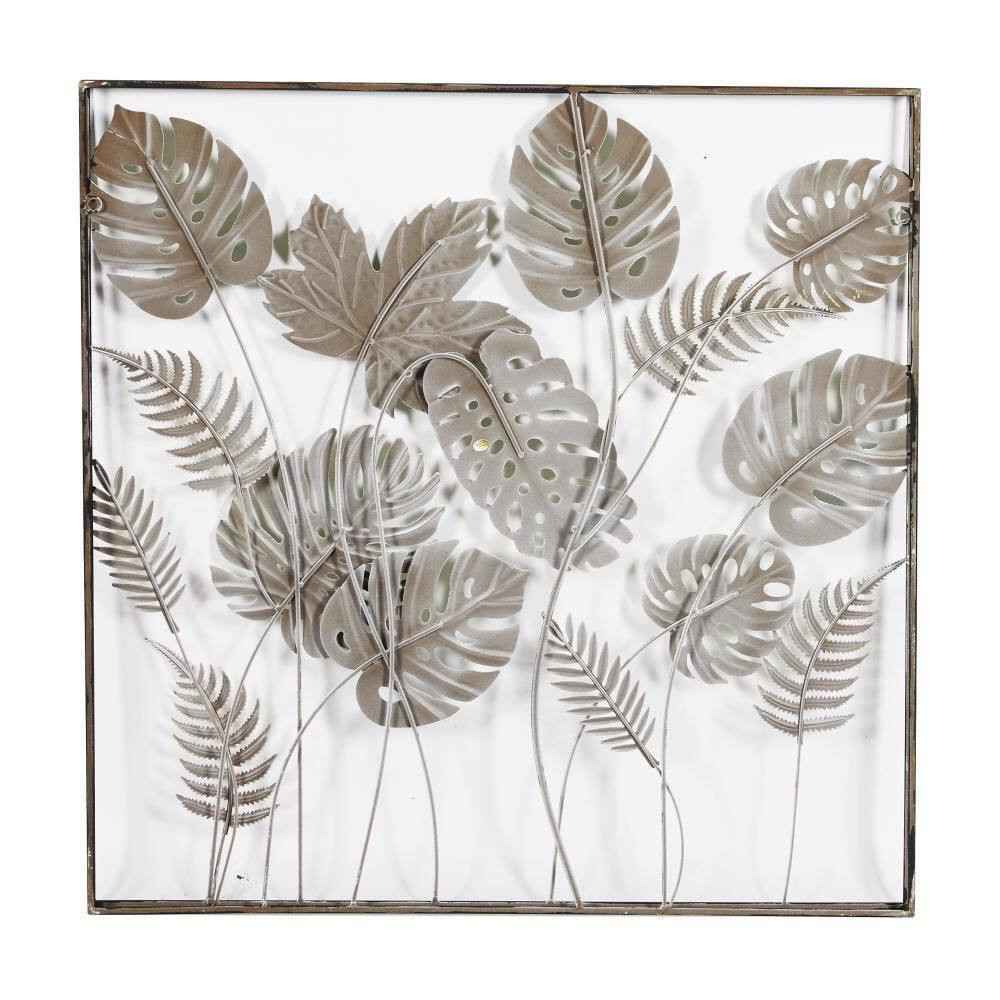 30 In. X 30 In. Metal Green Tall Cut-Out Leaf Wall Decor with Intricate Laser Cu