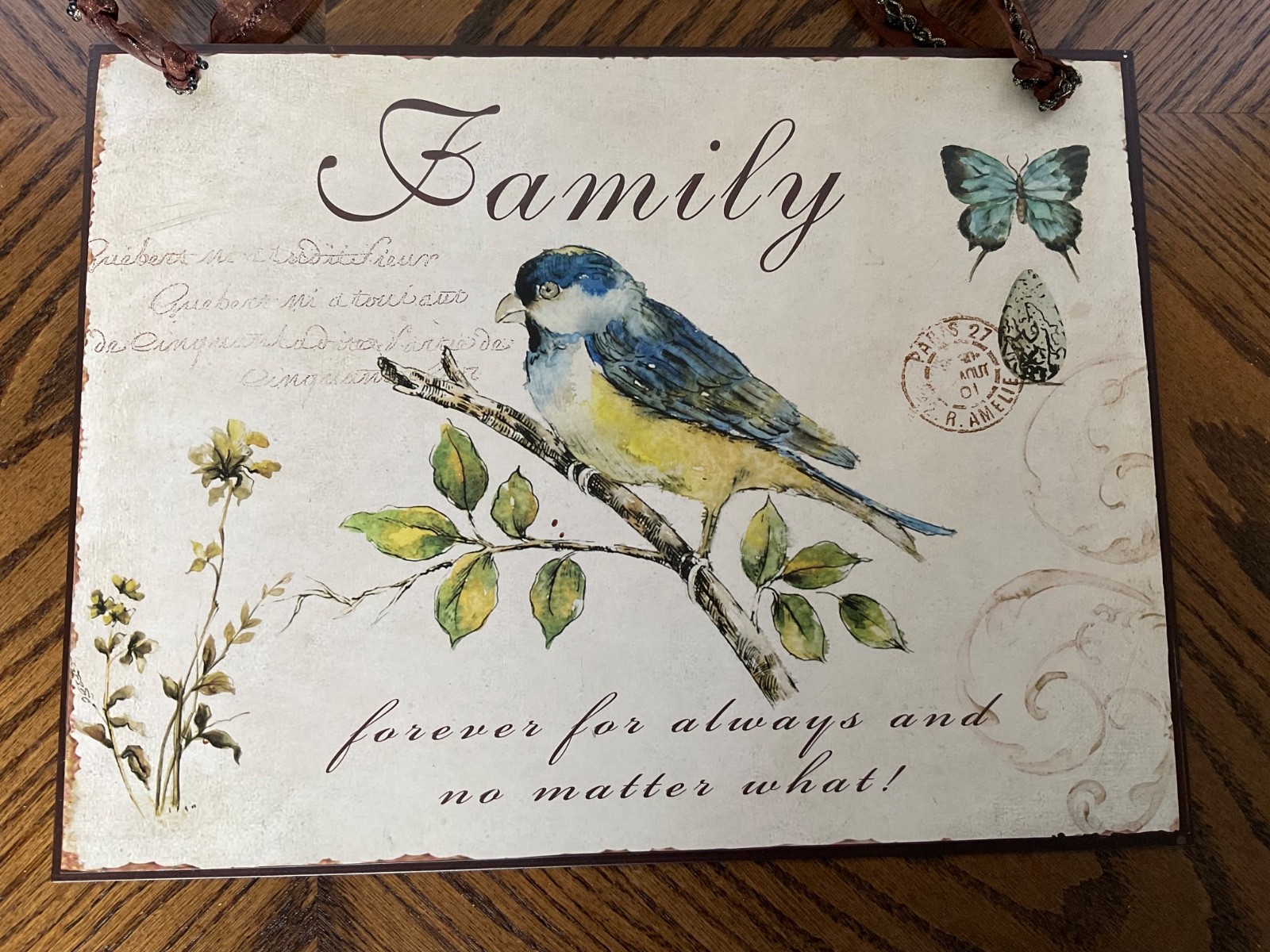Pr Cottage Style Hanging Metal Wall Art w/ Birds 13 3/4″ L x 10 5/8″ T