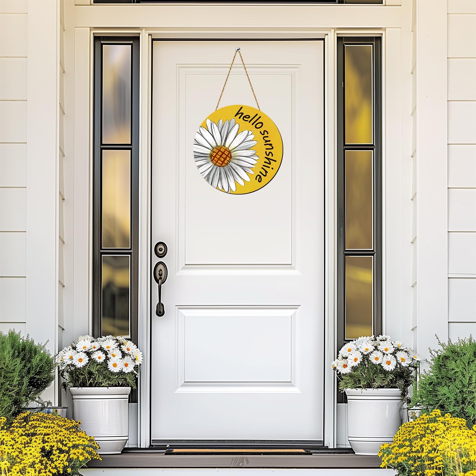 Hello Summer Decorations Flower Wreath Wooden Door Wall Hanging Sign Gift