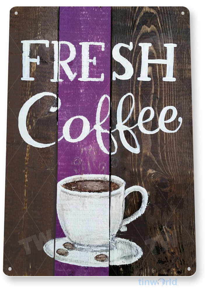 TIN SIGN Fresh Coffee Cup Metal Store Farm Shop Café Store Kitchen Hot A986