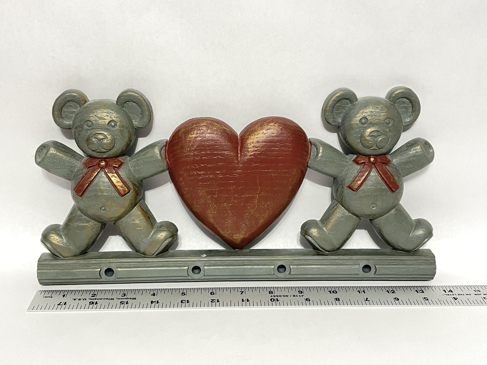 Vintage Teddy Bears With Heart Decor Hanging Wall, Child Nursery Room, Plastic