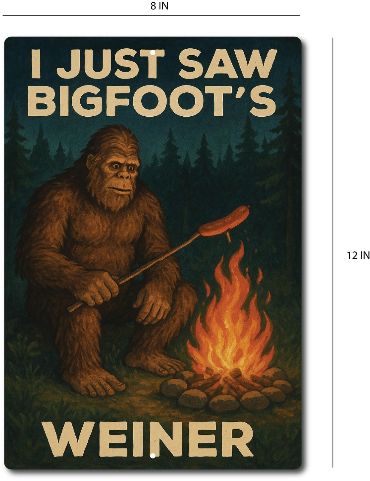 Bigfoot Tin Sign 8×12 Aluminum Decorative Man Cave Humor Vintage Retro