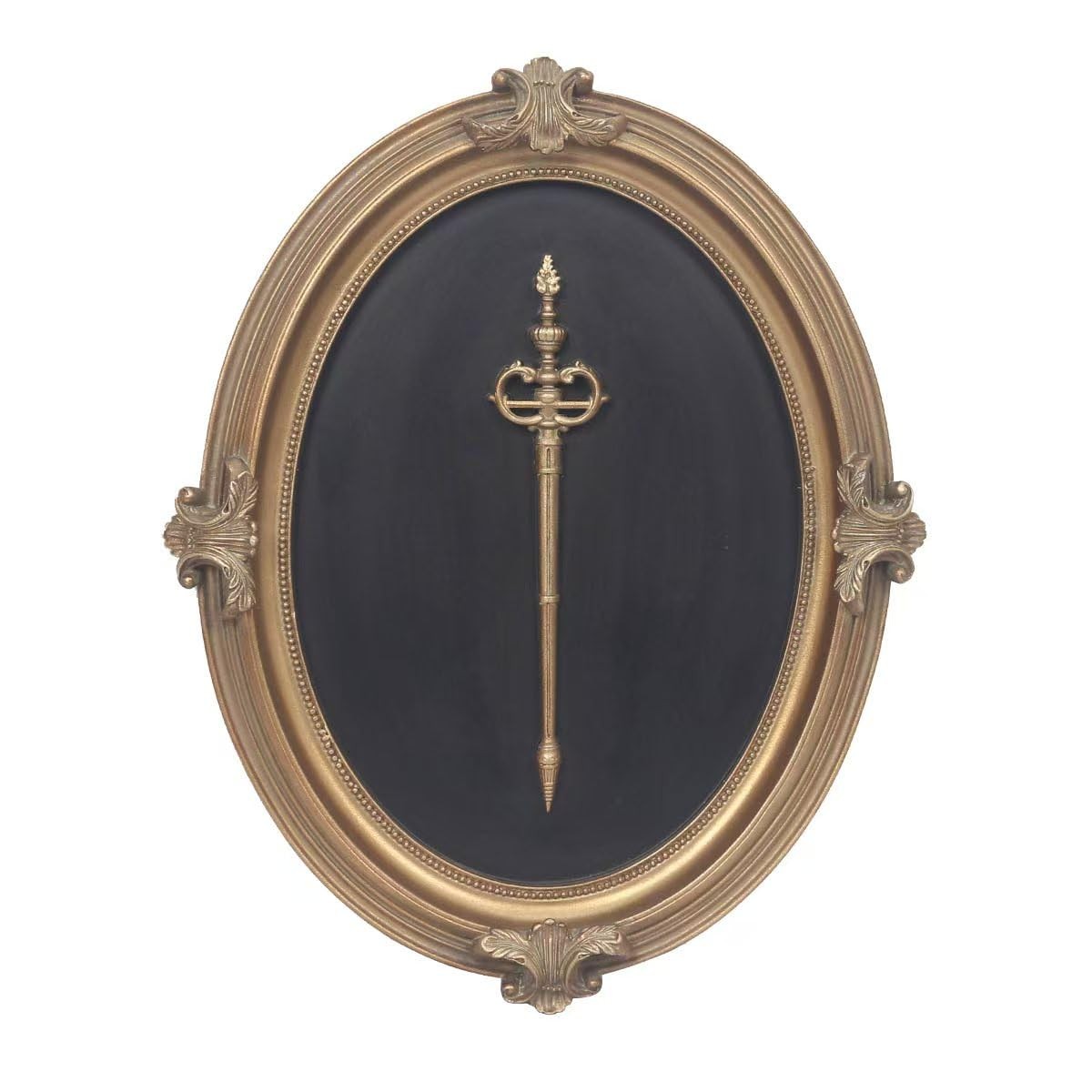 Wall Sculpture Medieval Sword Ornate Gold Frame Gothic Home Decor Art Piece