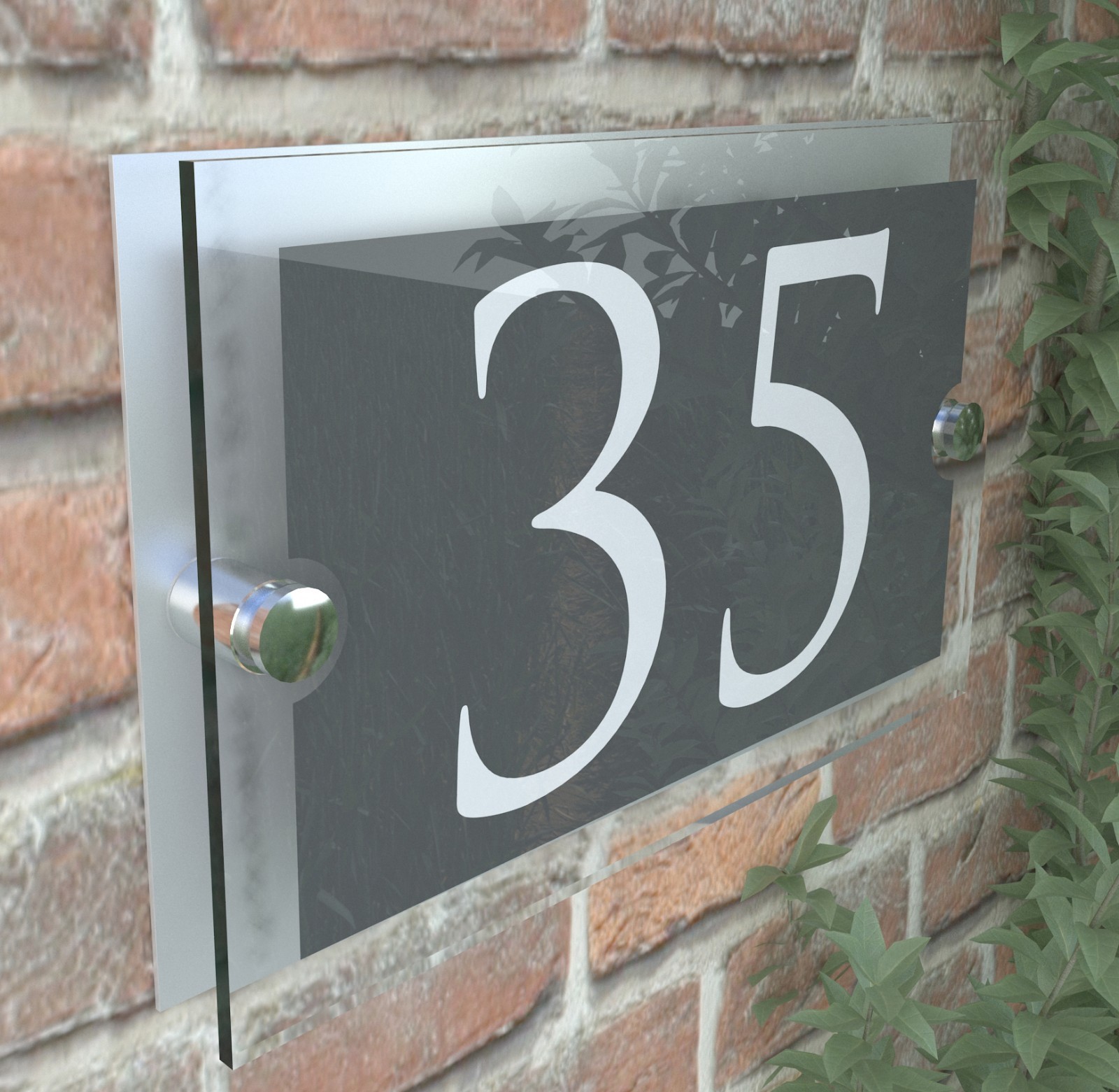House Number Plaques Glass Effect Acrylic Signs Door Plates Name Wall Display