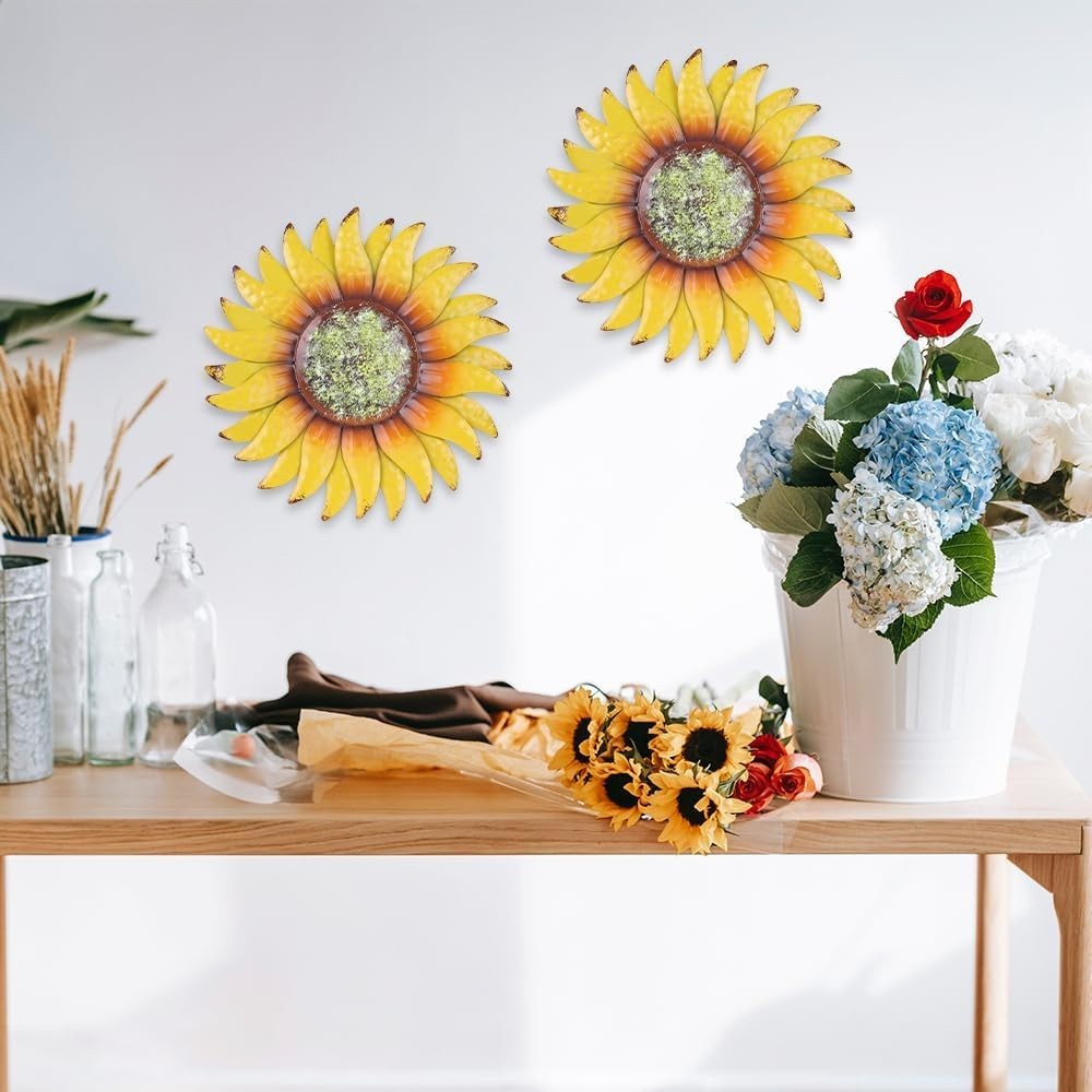 Stylish 2 Pack 6” Distressed Metal Flowers – Perfect Wall Art for Home & Garden