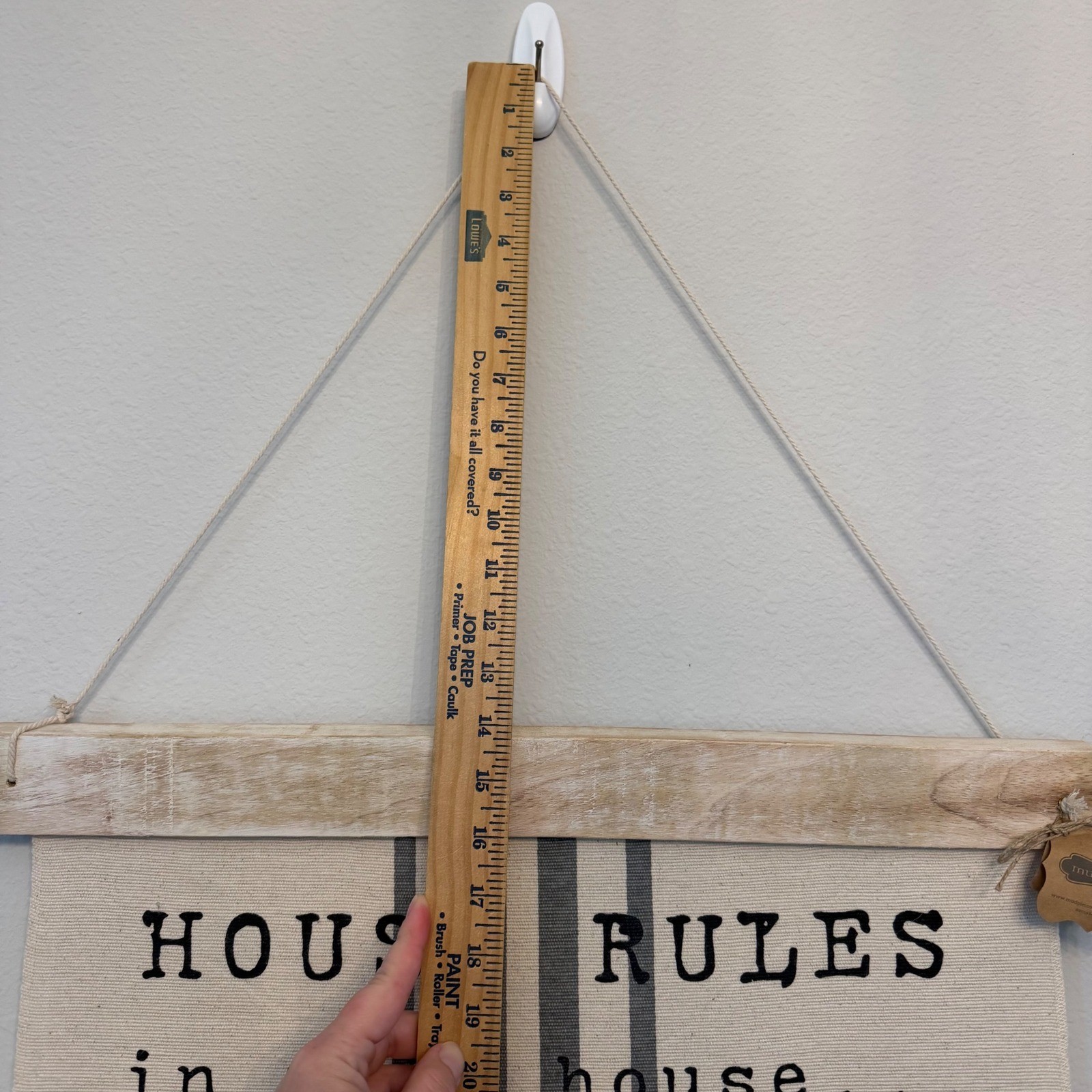 NWT Mud Pie House Rules Fabric Wall Hanging Sign Farmhouse Tan Extra Large Decor