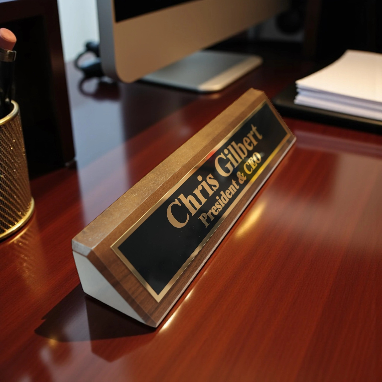Desk Wedge Name Plate – Personalized Titles and Styles – 11 Inches