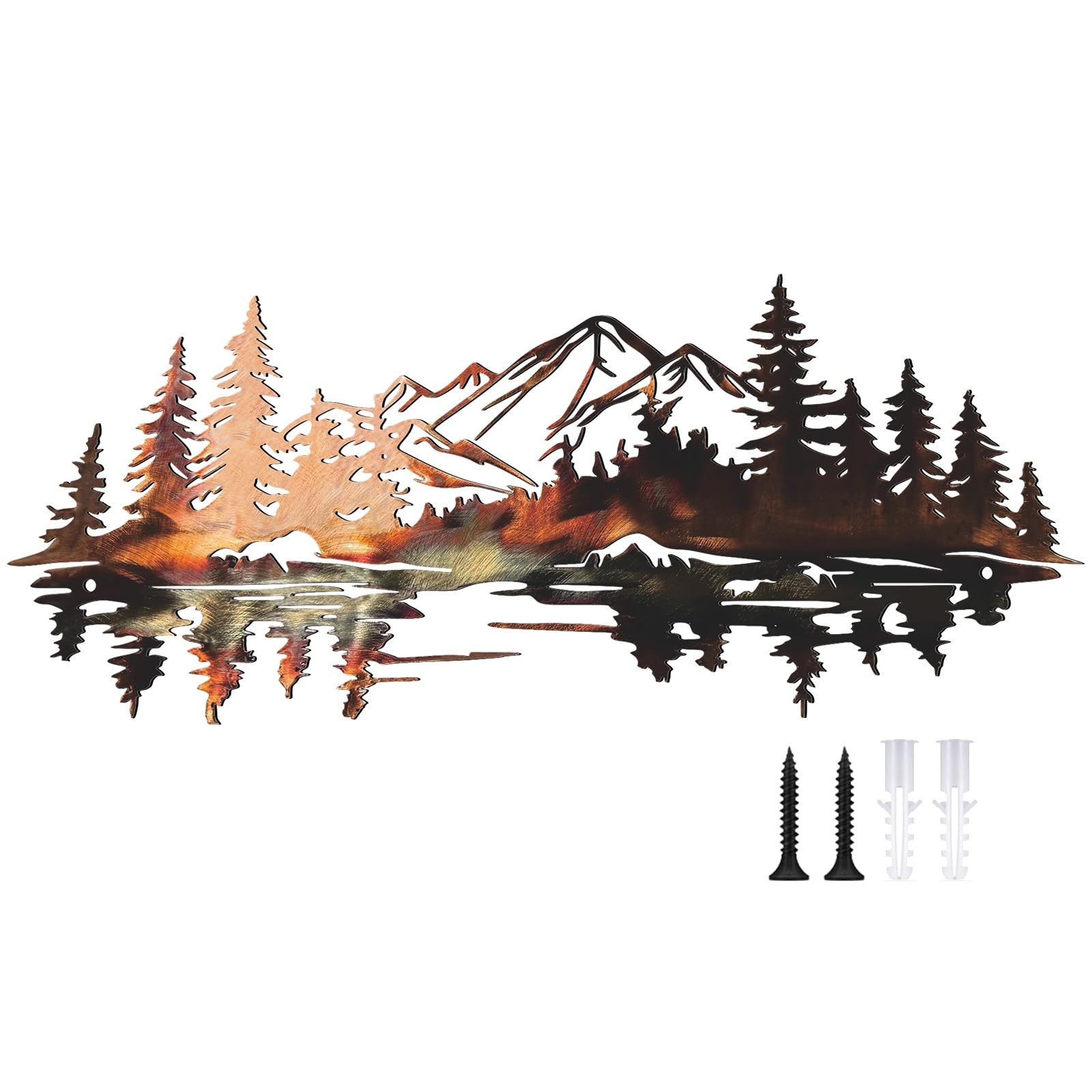 Mountain Reflection Natural Metal Landscape Wall Art Decor 6.3×13.8 Inch Home