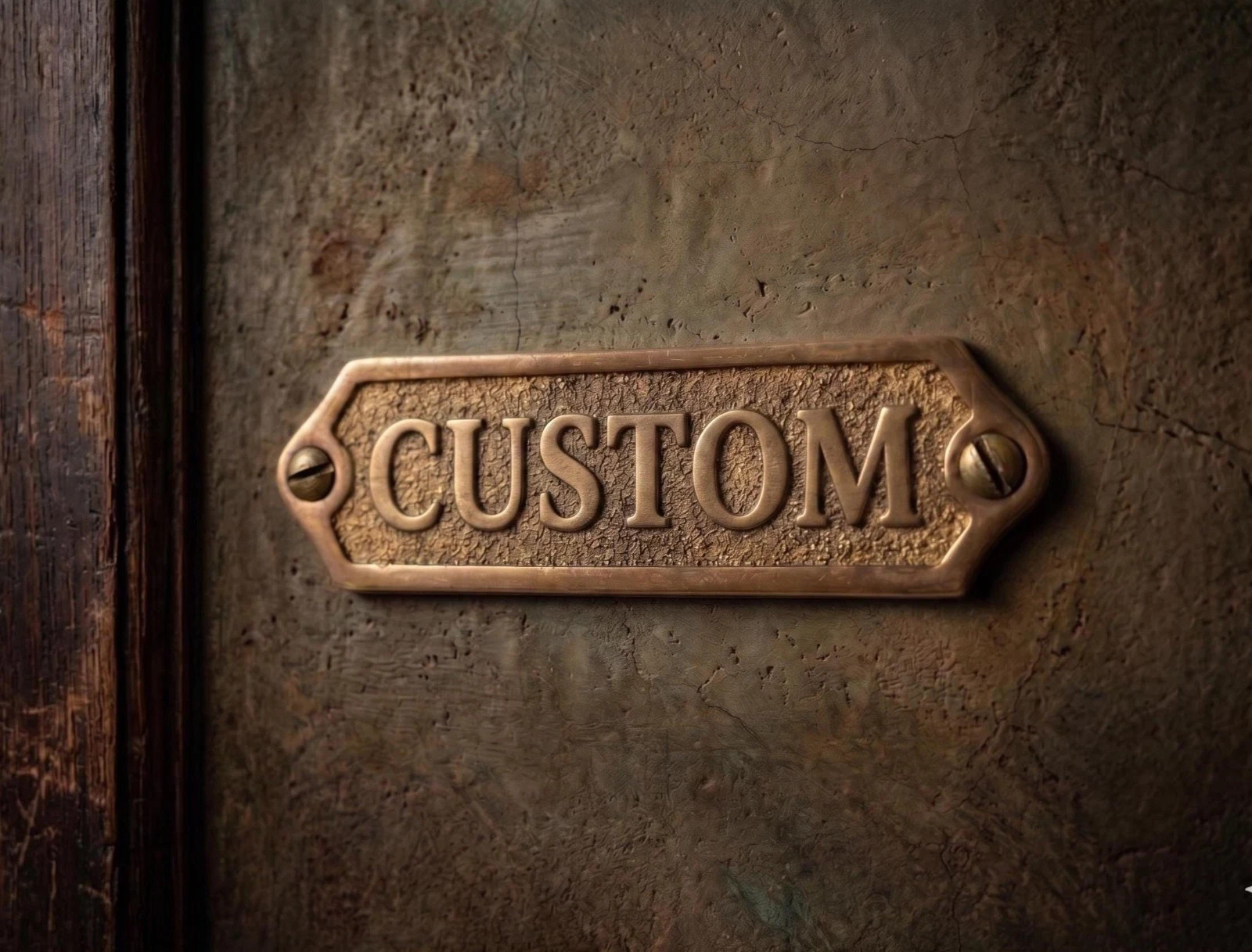 Custom Brass Door Sign Personalized Name Plate Vintage Victorian Style Plaque