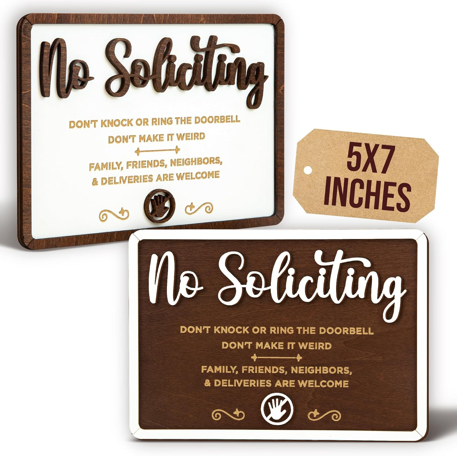 No Soliciting Sign for House Door – Do Not Knock or Ring Doorbell Sign for Front