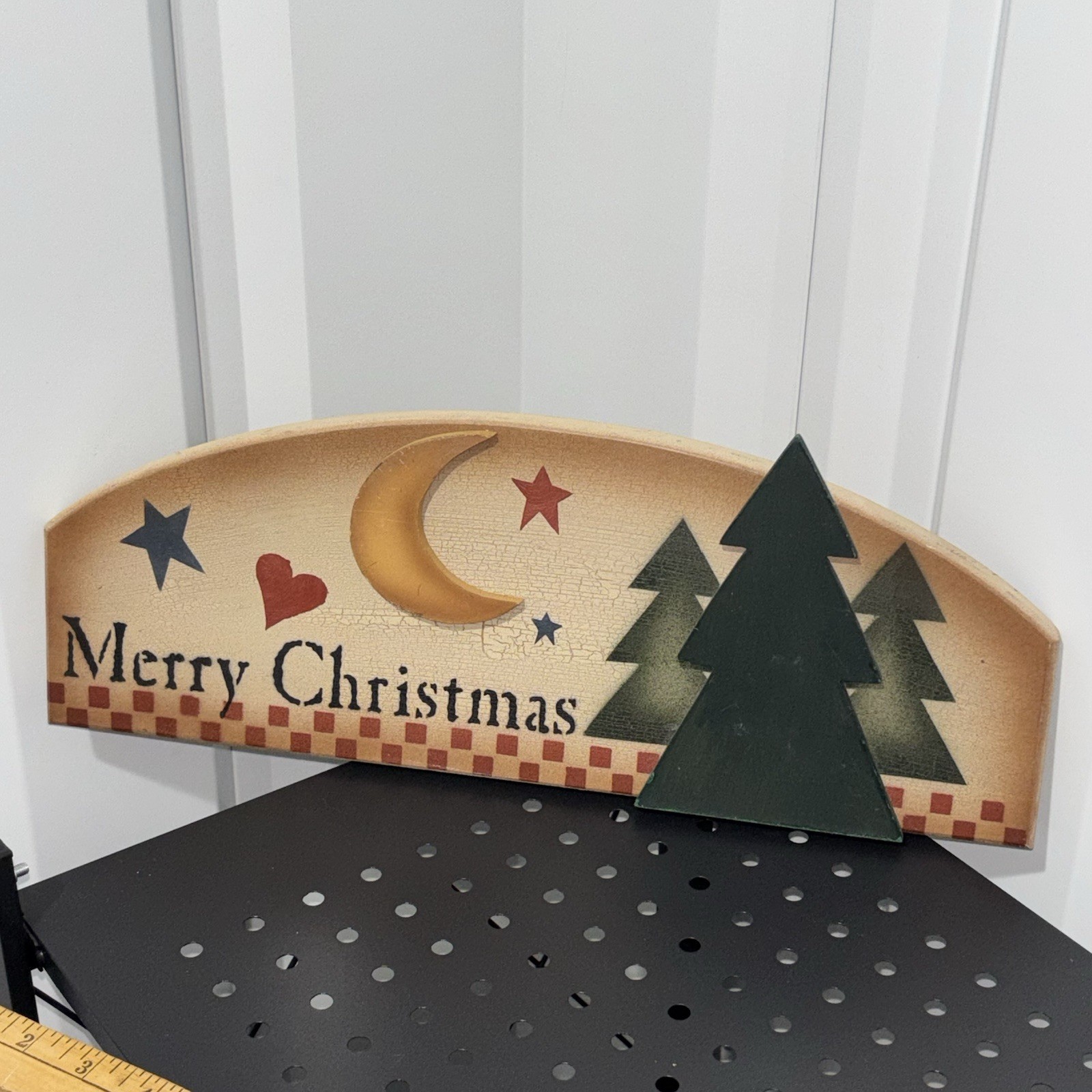 Rustic Christmas Decor Farmhouse Wood Sign 1994 Country Folk Wurks Half Moon