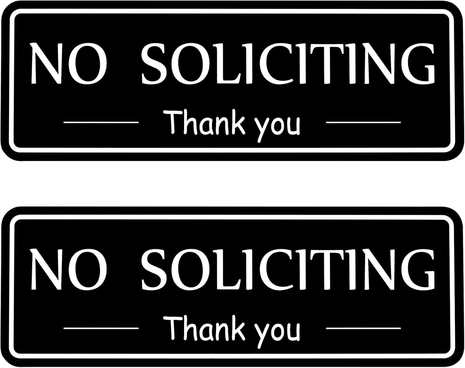 Elegant 2 Pack No Soliciting Signs | Self-Adhesive & Weatherproof 7.9″x2.8″