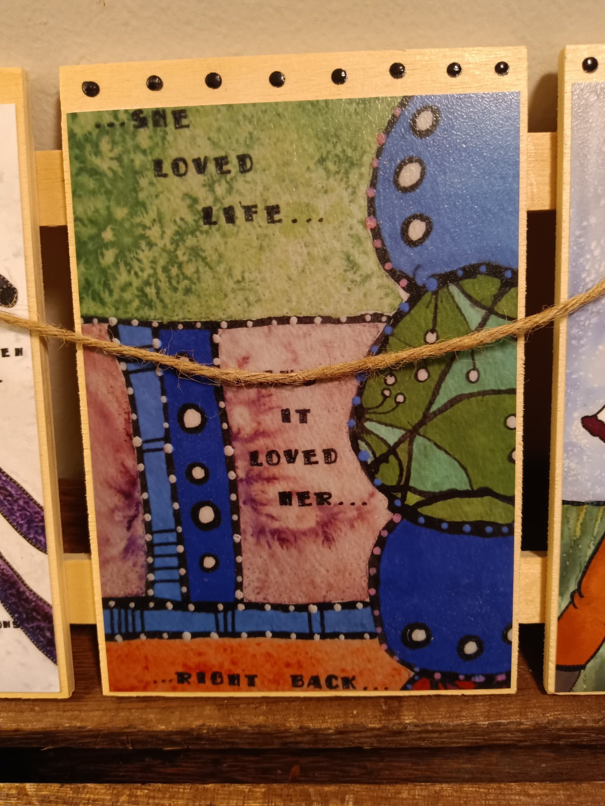 Decorative Wall Art on Wood, Three Inspirational Messages, One Piece, Whimsical