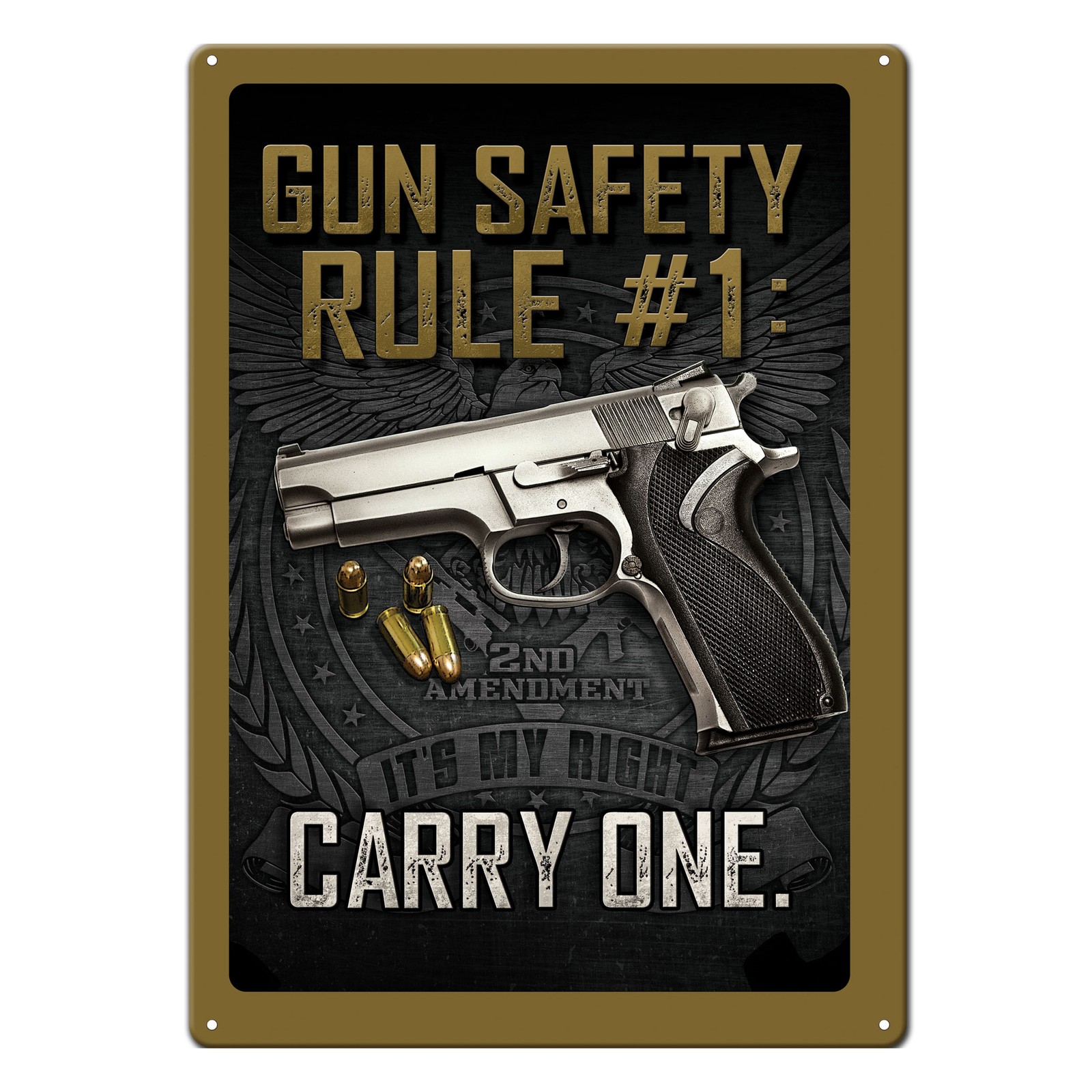Rivers Edge Products Tin Sign, 17″ x 12″ Weatherproof Wall Art, Gun Safety Rule
