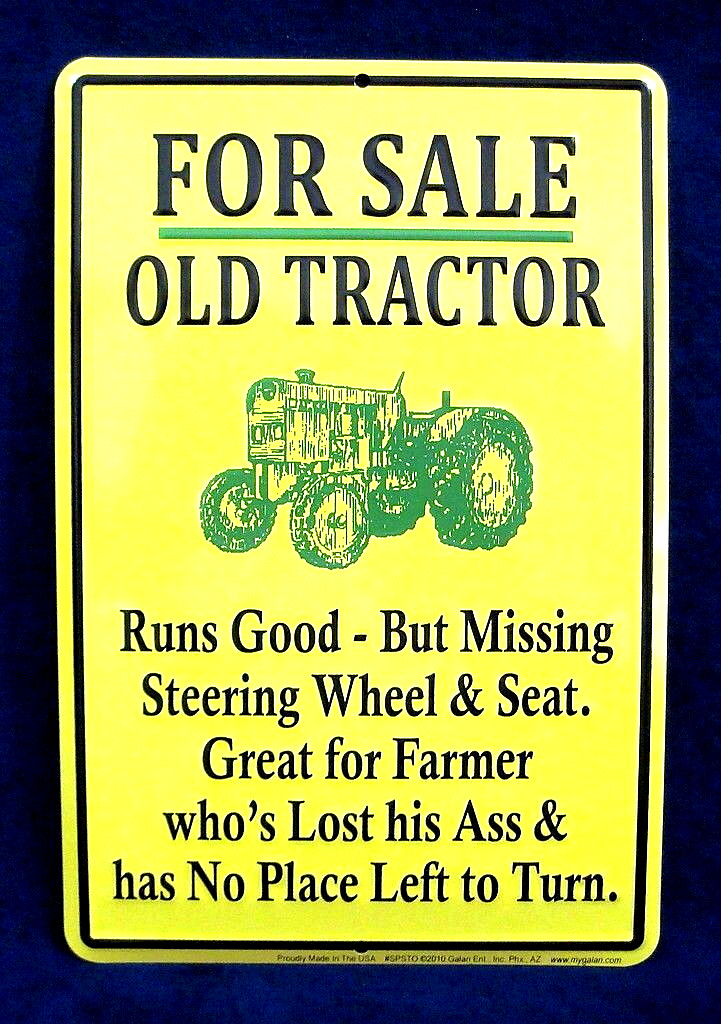 TRACTOR FOR SALE *US MADE* Embossed Metal Sign – Garage Barn Shop Man Cave Decor