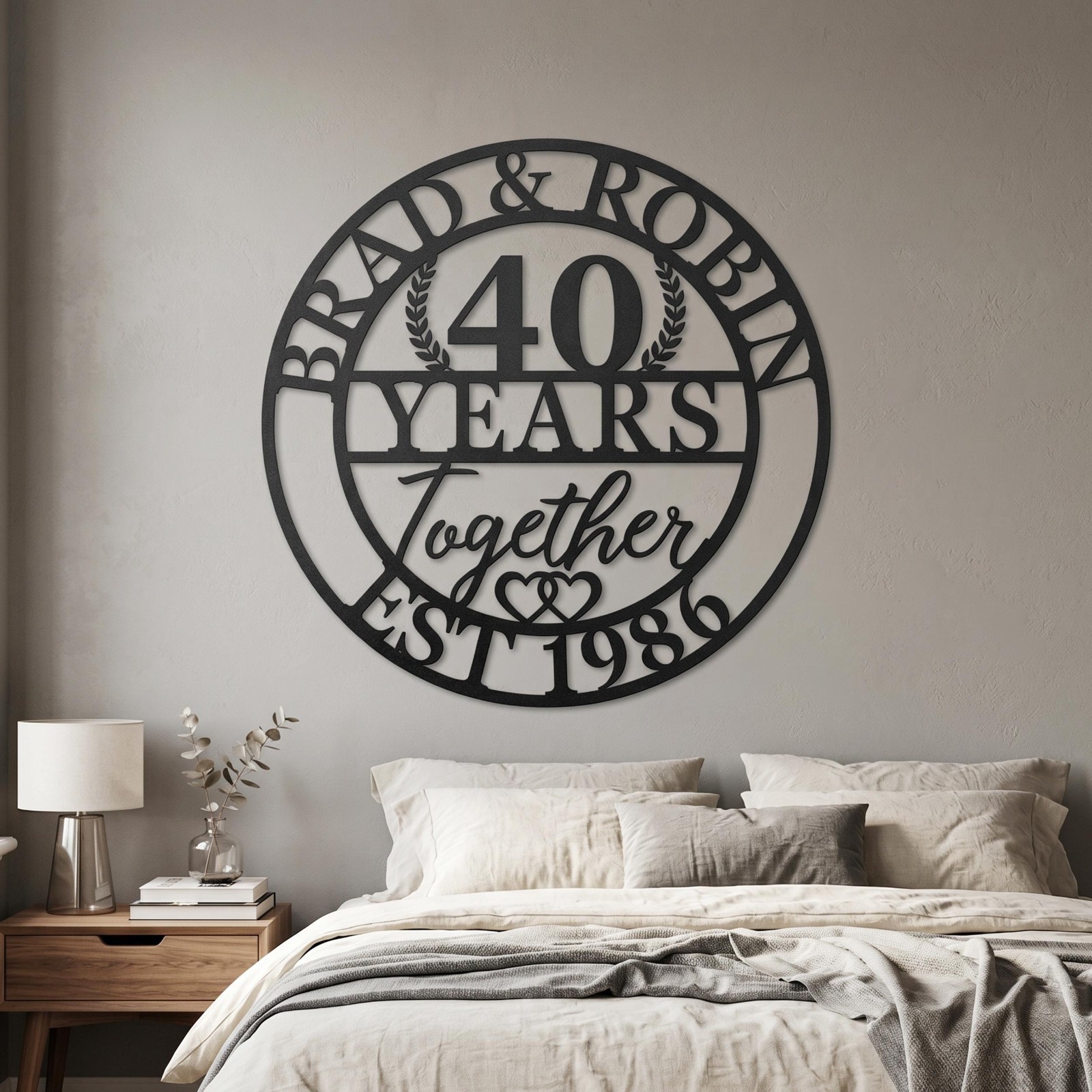 Custom Ruby Anniversary Metal Sign, Personalized Wedding Gift, Couple Wall Art
