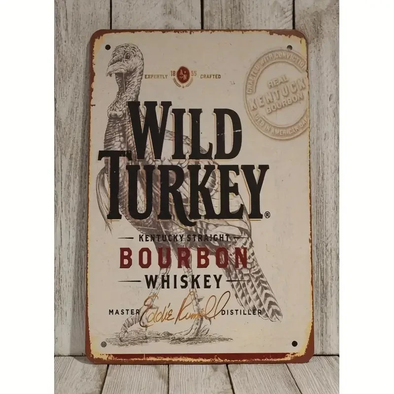 Wild Turkey Kentucky Bourbon Whiskey Vintage Look Retro Metal Tin Sign