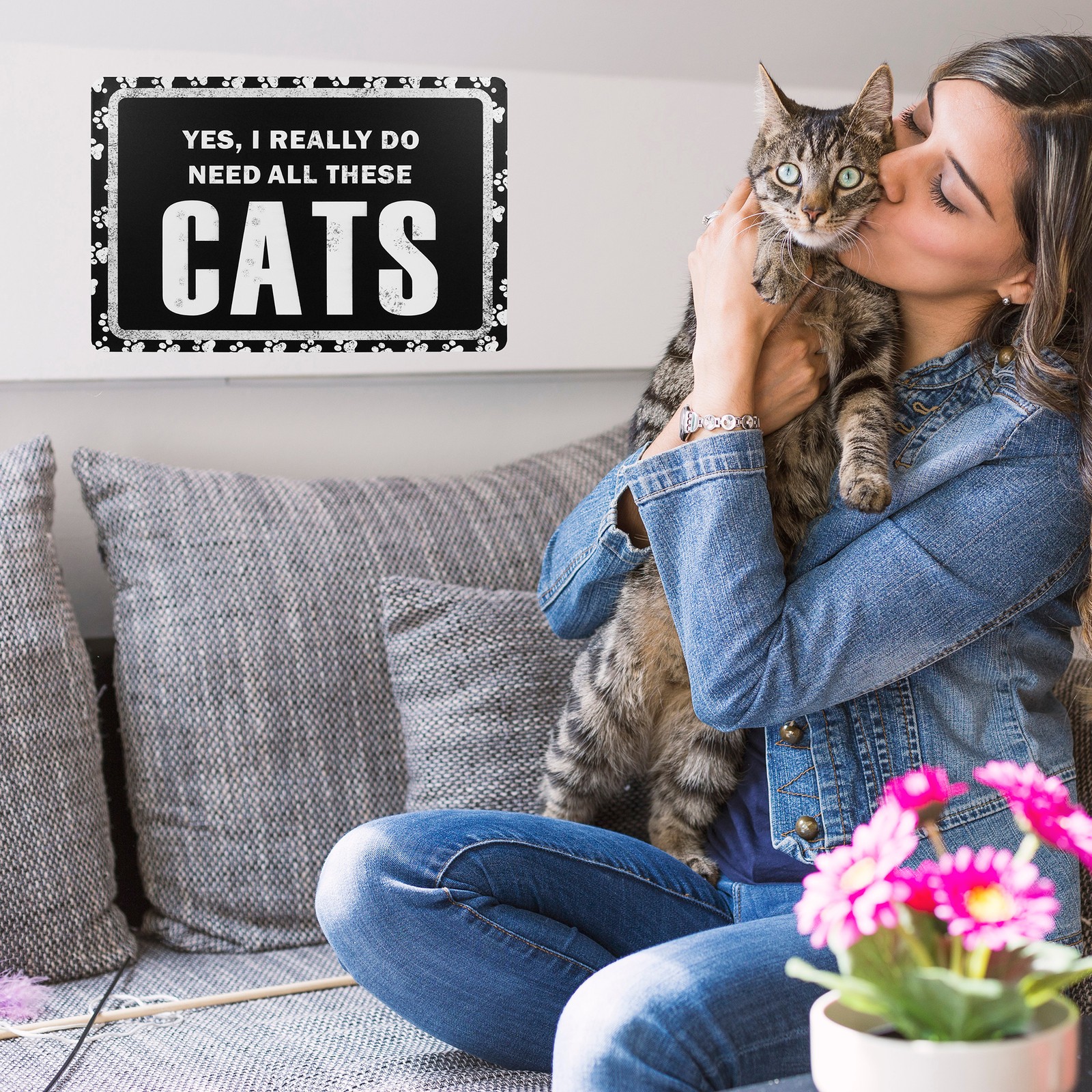 Funny Yes I Really Do Need All These Cats Sign Wall Art Living Room Home Decor