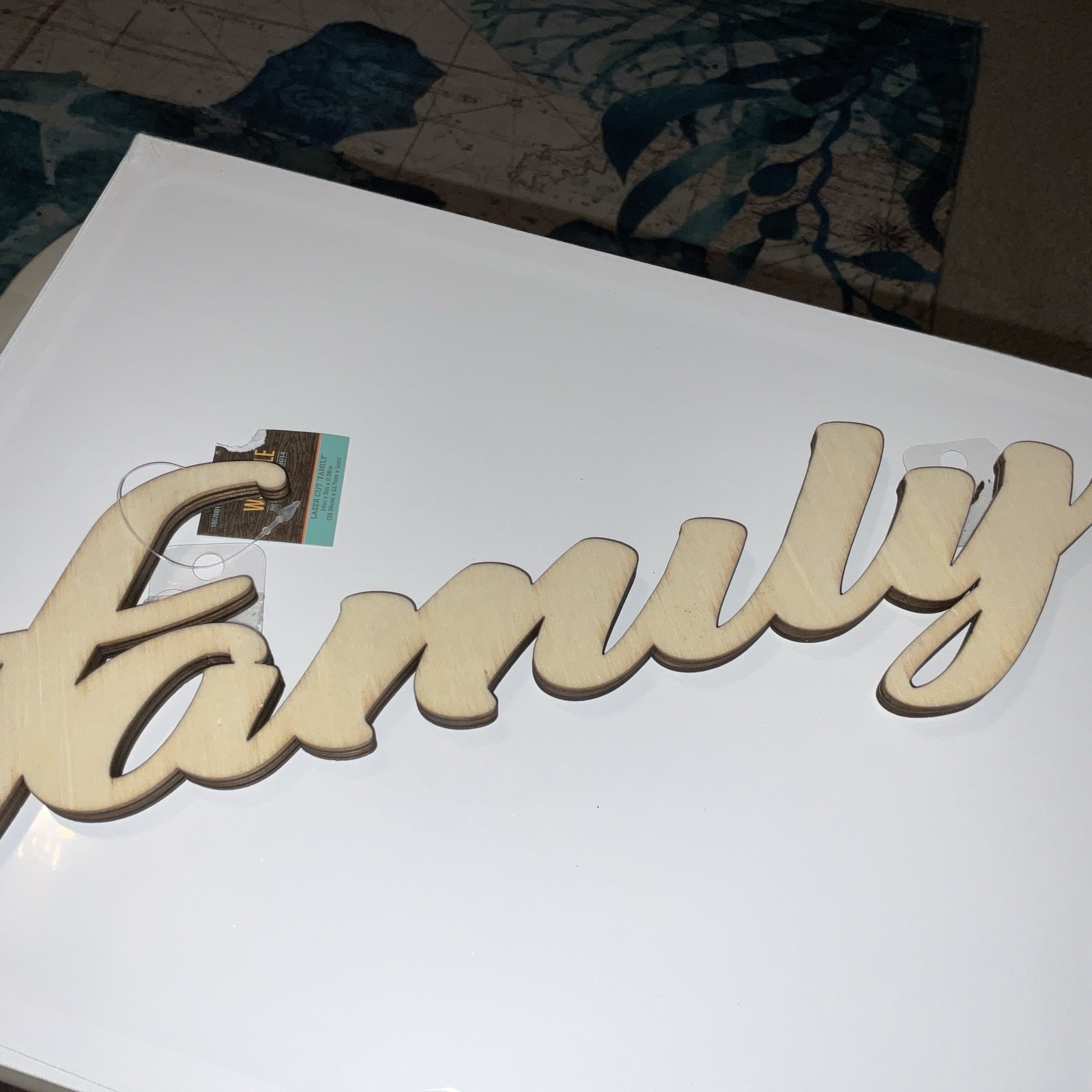 Family 14x5x.38 Laser Cut Wood Thick Paintable Or Stained Make It Your Own New
