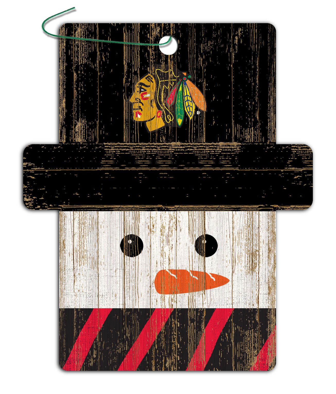 Snowman Ornament 4.5in – H0980 – Chicago Blackhawks – MDF Wood