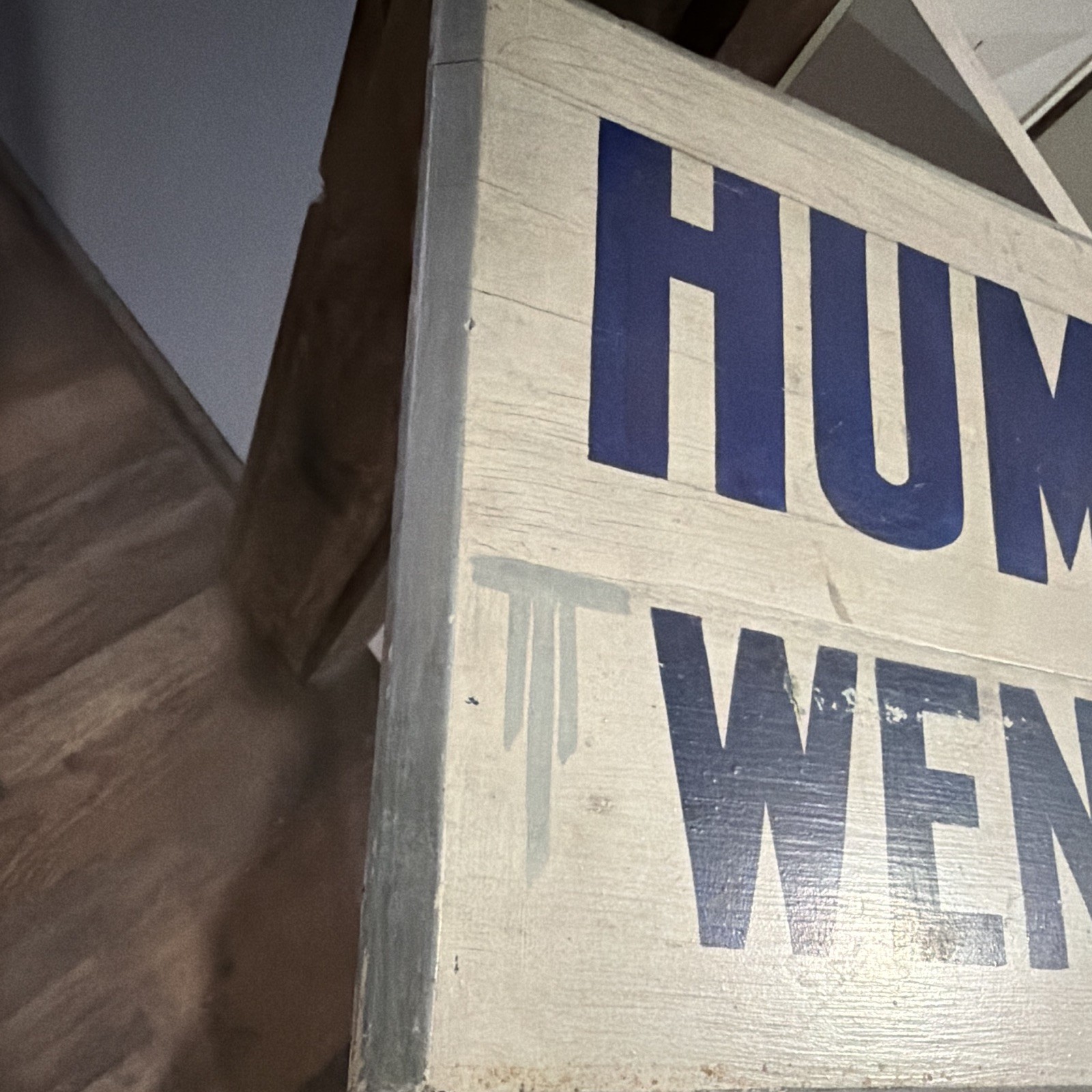 Wood Farmhouse Wall Plaque Sign Hummerbeck Farm Wentworth Wisconsin Blue/White