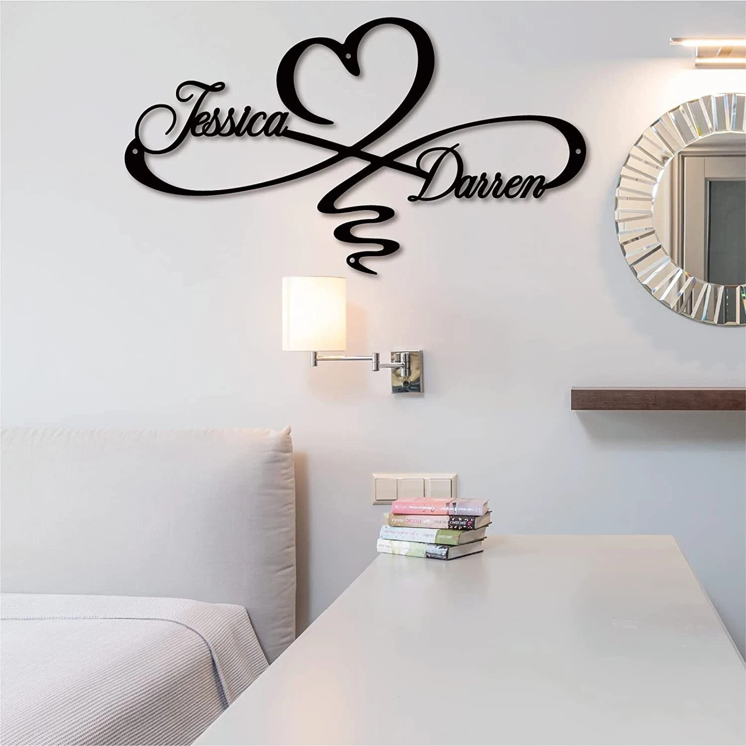 Personalized Infinity Heart Name Metal Sign Custom Wedding Anniversary Gift Deco