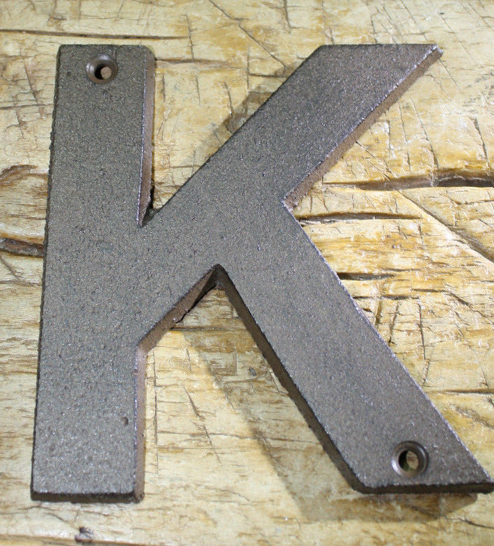 Cast Iron Industrial LETTER K Sign Rustic Brown 5″ tall Alphabet