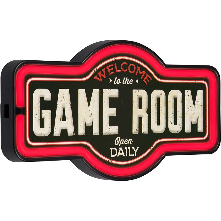 Game Room LED Neon Wall Sign Lighted Bar Man Cave Decor 17″ USB or Battery