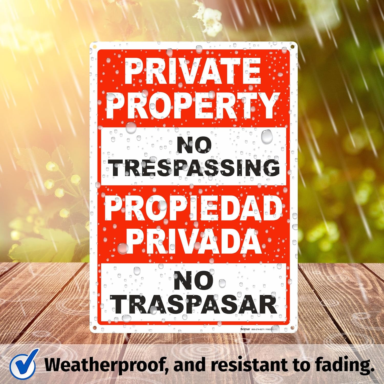 4 Pack Private Property Signs No Trespassing English Spanish Outdoor Aluminum