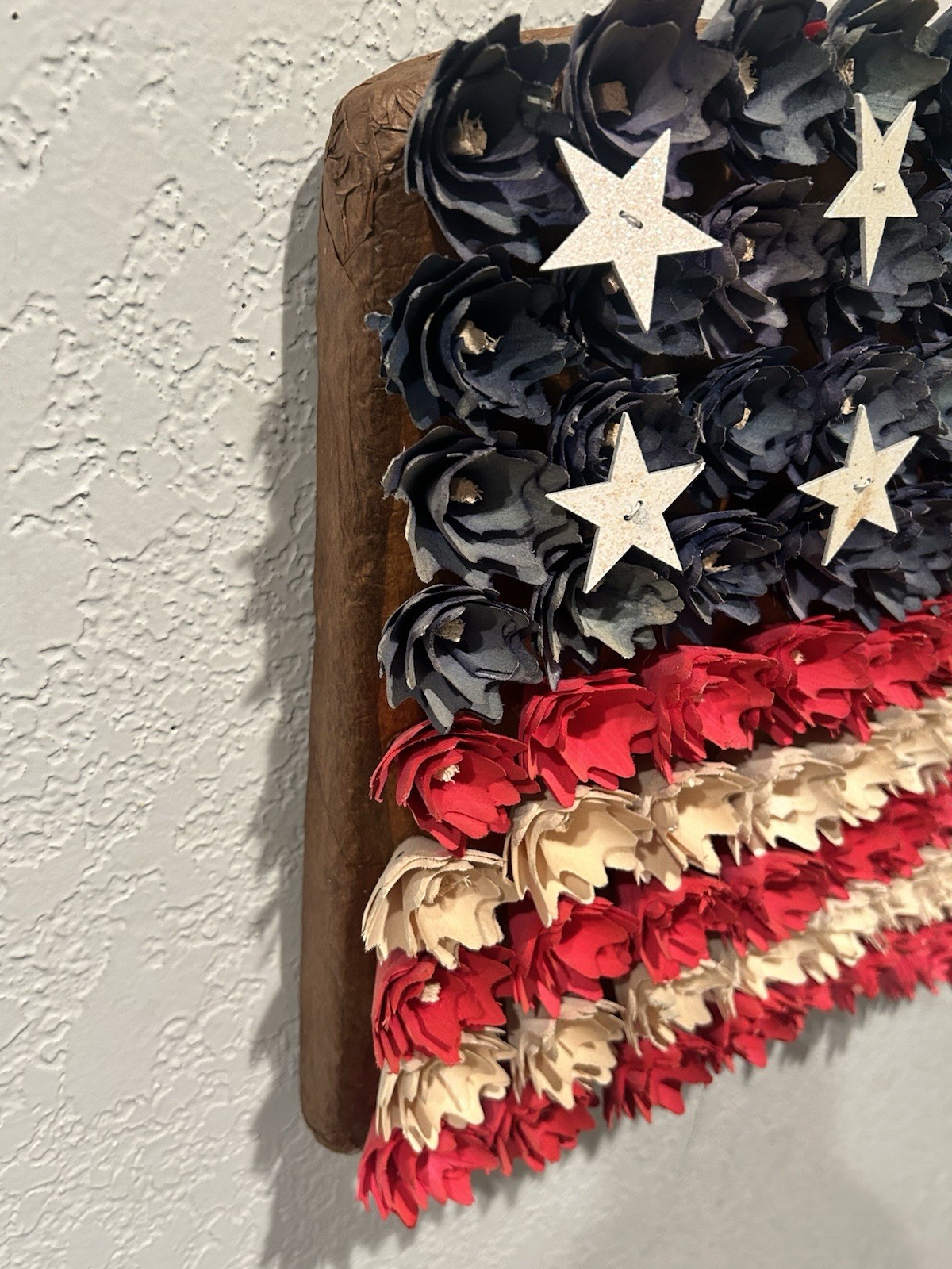 American Flag Floral Woodchip Wall Hanging Decor