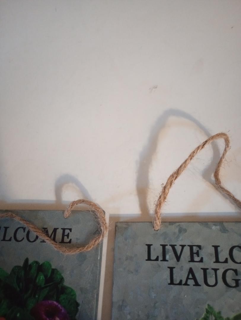 “Welcome” “Live Laugh Love” Aluminum Hanging Plaques