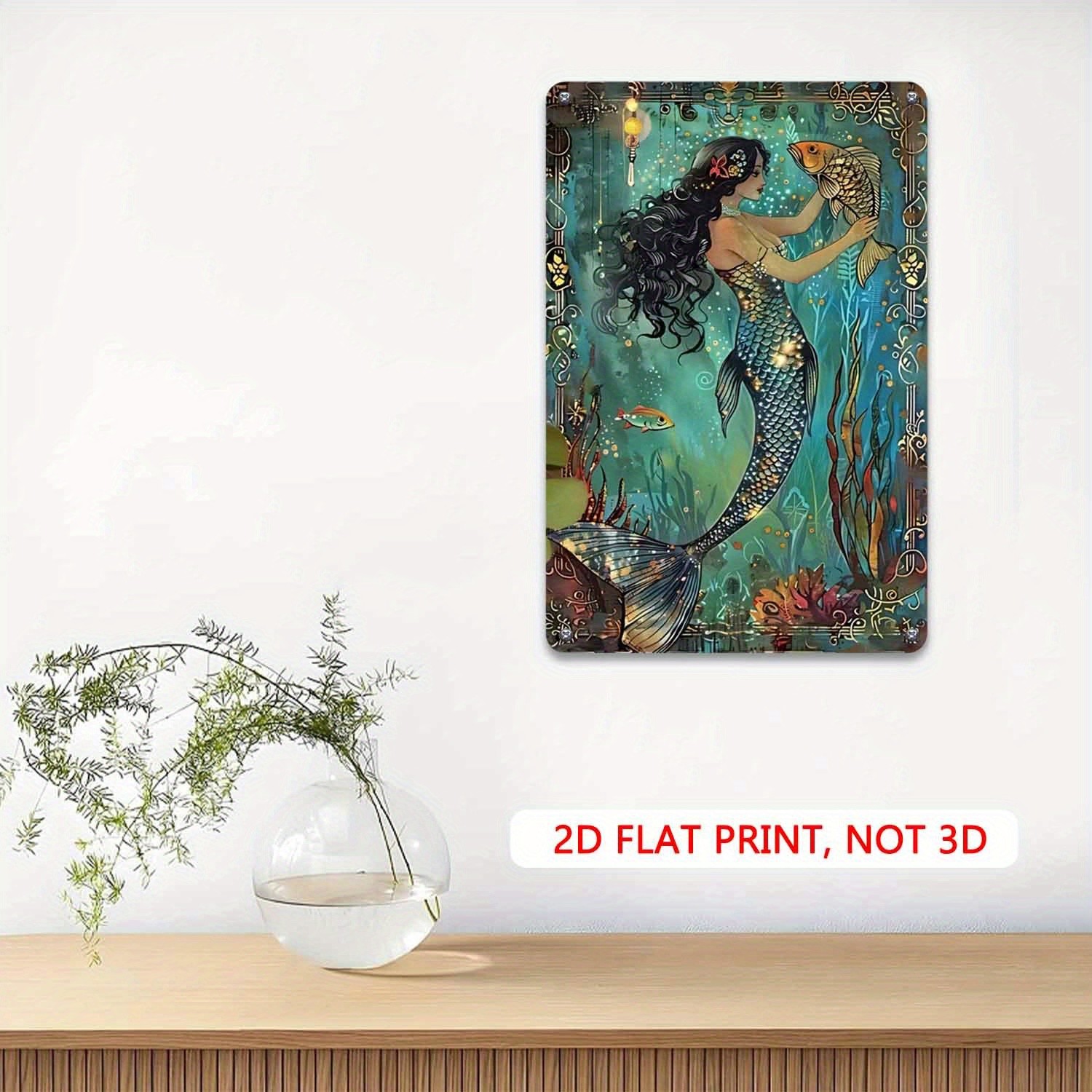 Vintage Mermaid Underwater Metal Sign Retro Ocean Nautical Home Wall Decor Gift