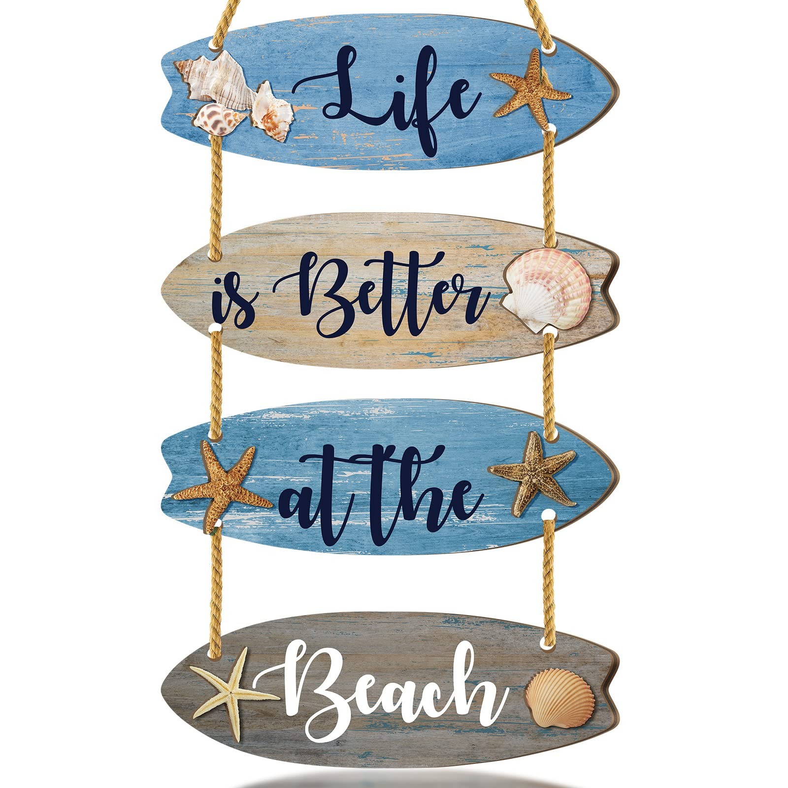 Beach Bathroom Decor Sign Blue Wall Decorations Inspirational Quotes Signs
