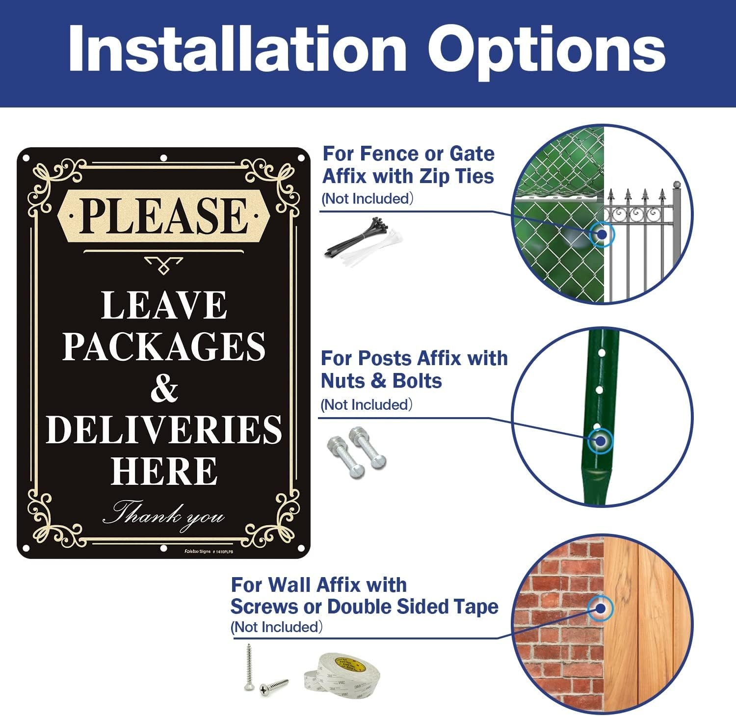 Weatherproof 14×10 Inch Sign, Easy Install, 2-Pack