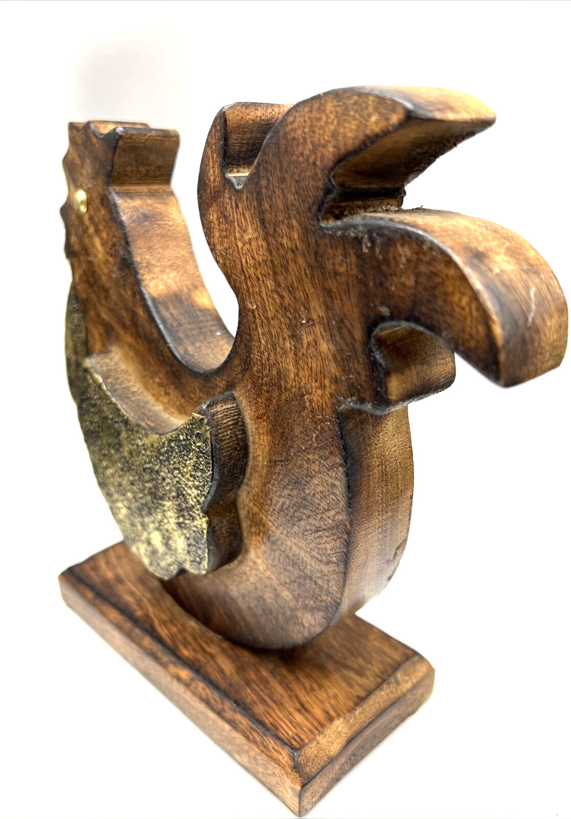 Chicken Rooster Wood and Metal Poultry Farmhouse Decor Table Made in India