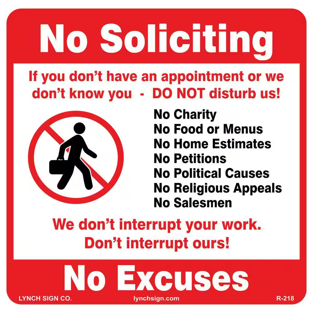 12 In. X 12 In. No Soliciting Sign Printed on More Durable Thicker Longer Lastin