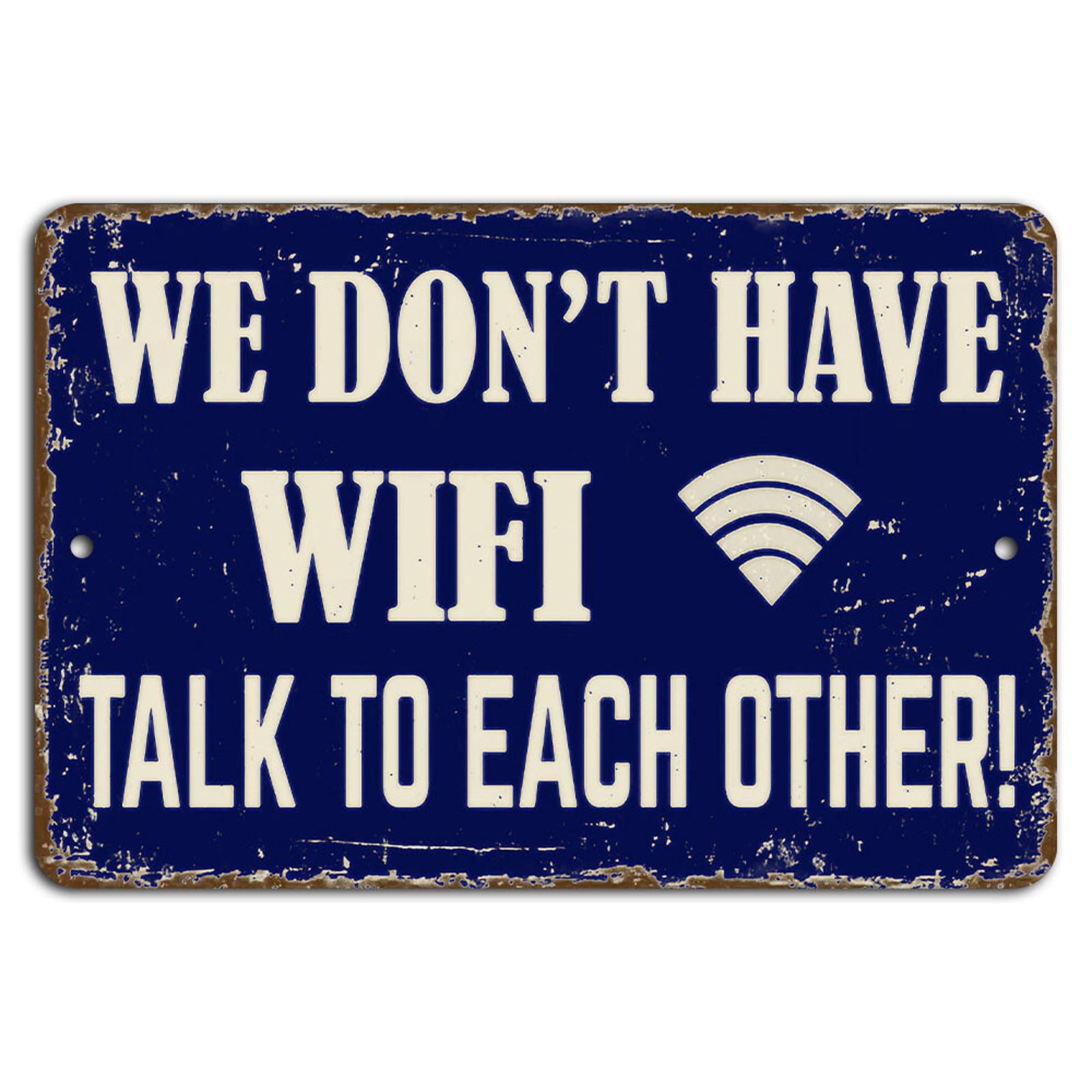 Rustic WiFi Sign Aluminum 8×12 Horizontal Vintage Industrial Decor