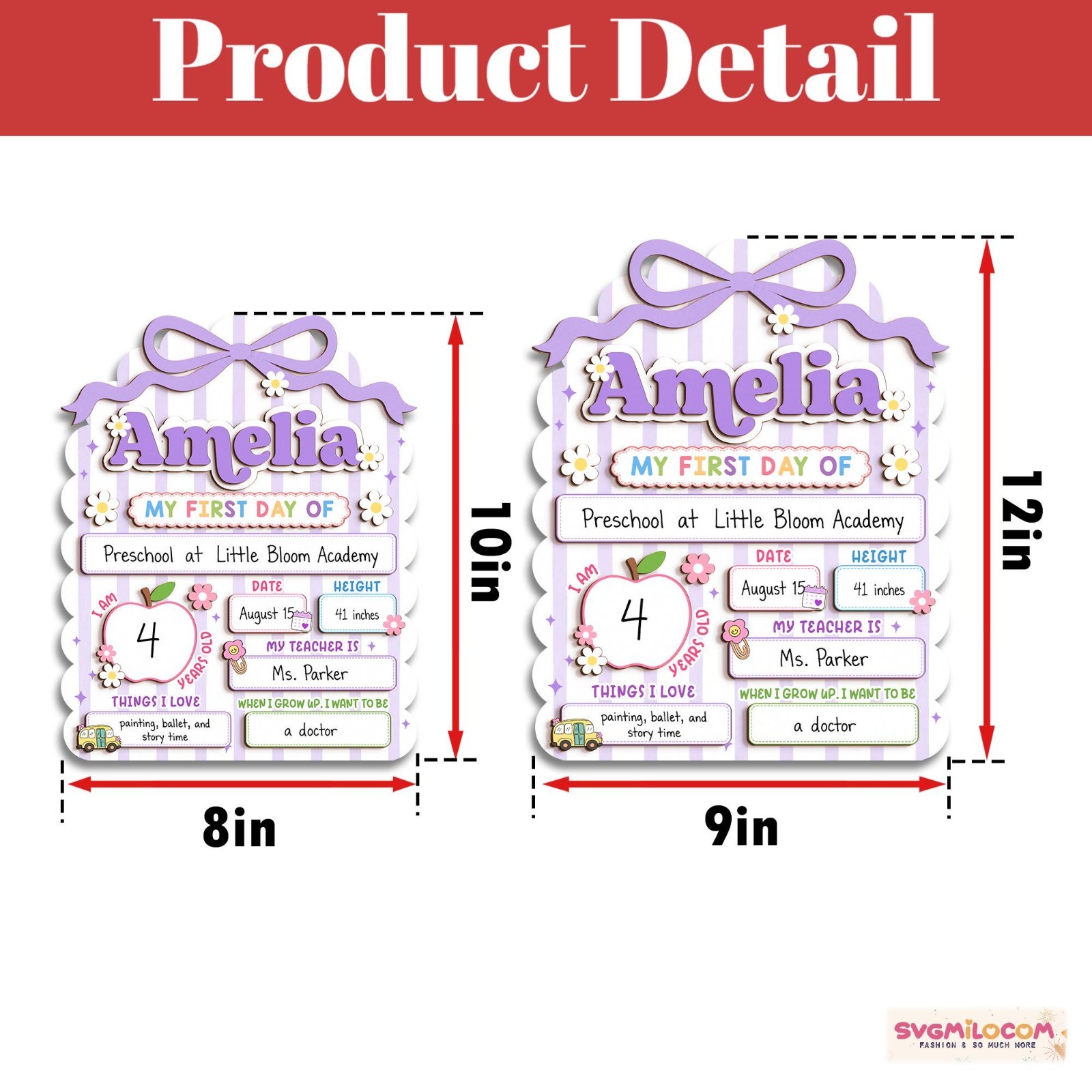 Custom First Day School Sign, Reusable Back to School Photo Board