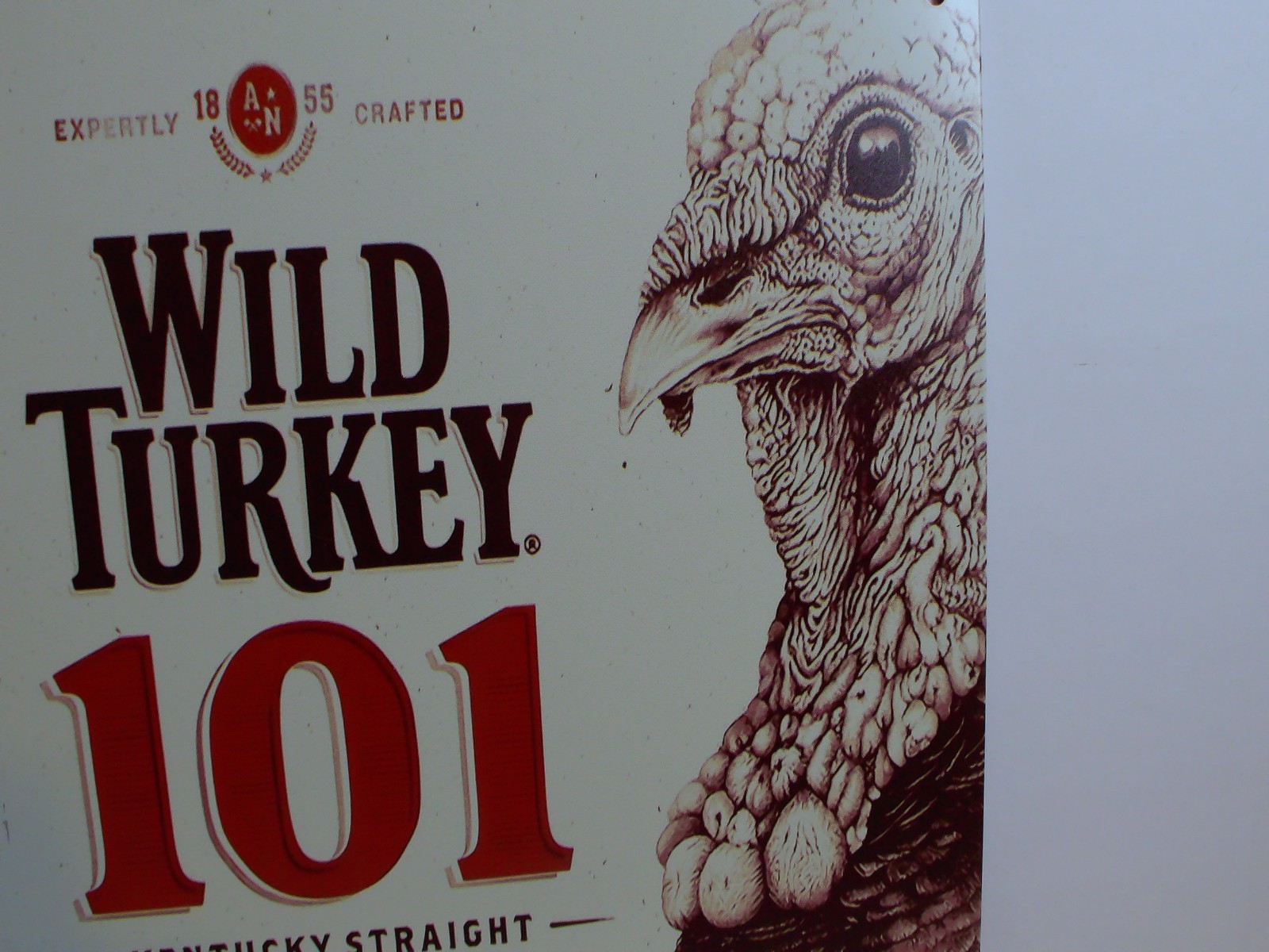 Wild Turkey 101 Bourbon Whiskey Tin Sign Bar Man Cave Garage Wall Decor 12×8