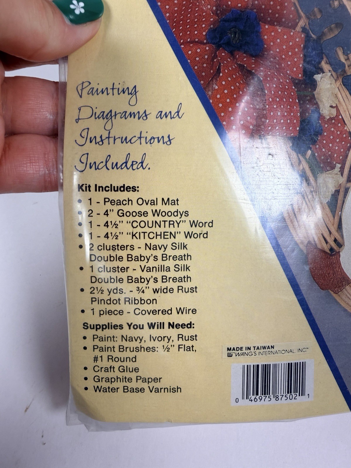 VTG Country Goose Kitchen Wall Decor Rattan Craft Kit NOS