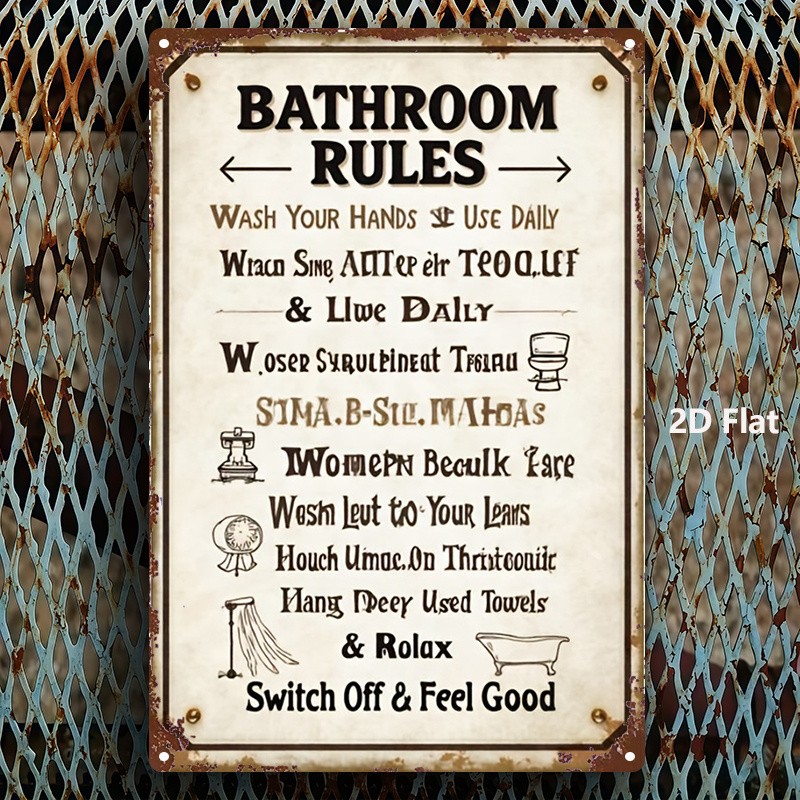 Metal Bathroom Sign Vintage English Decor 8X12 Inches