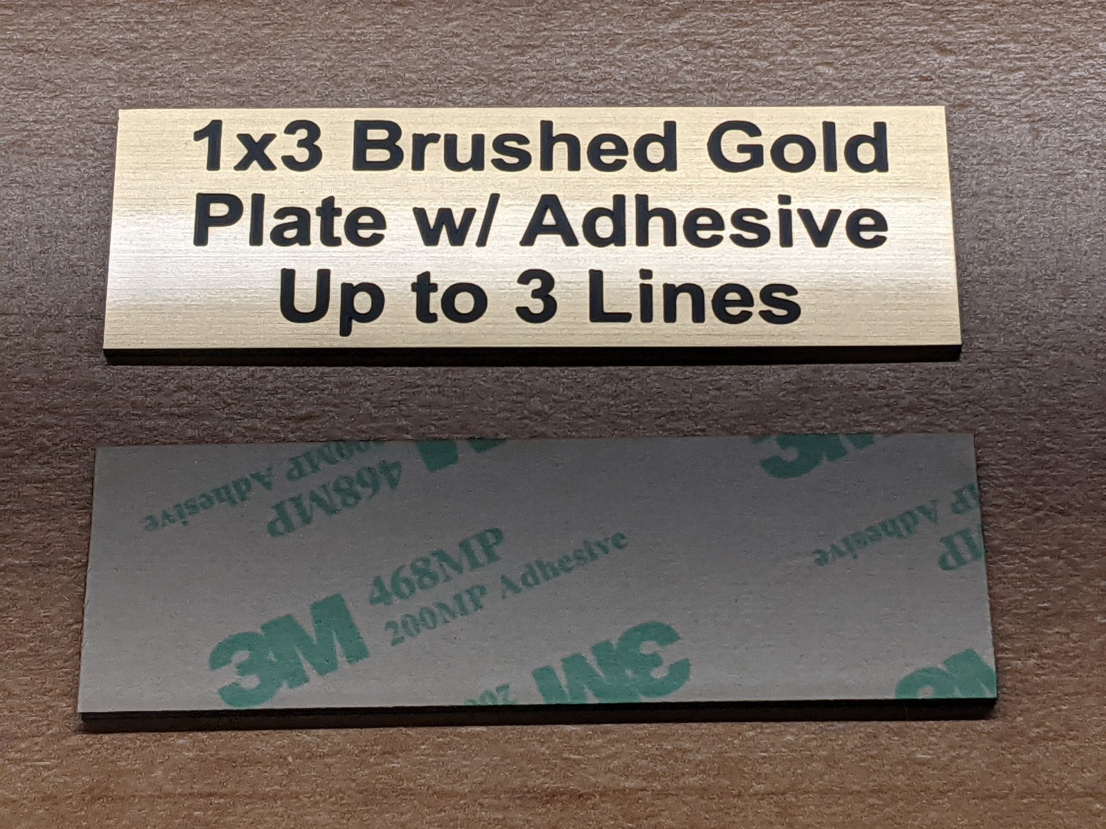 Any Size Custom Engraved Brushed Gold Plate Plaque Sign Tag Label & Adhesive