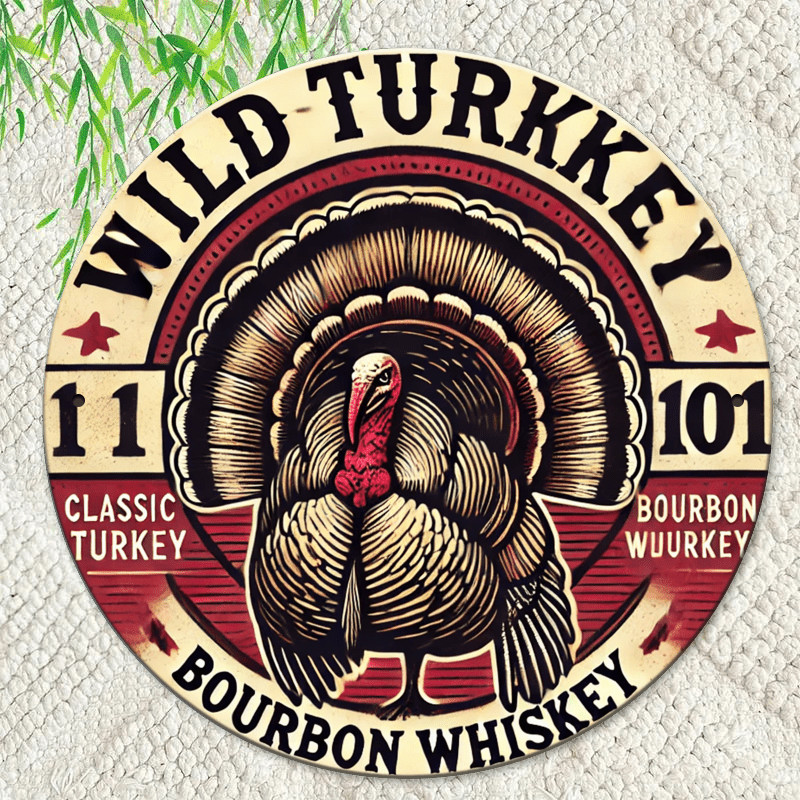 [2D Flat] Room Decor Wild Turkey 101 Aluminum Foil Engraved Tin Metal Signs 8×8