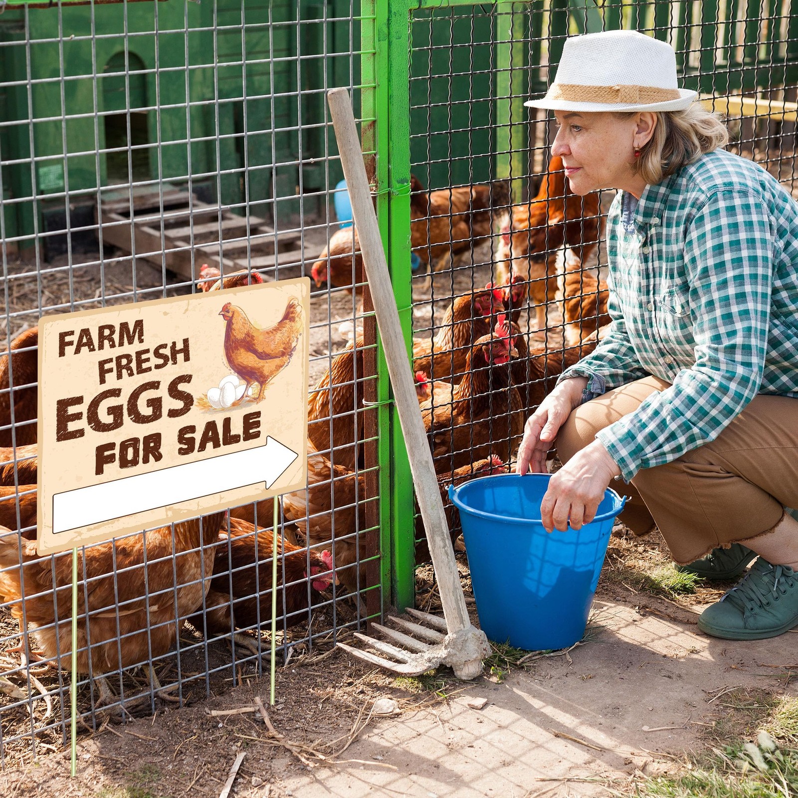 Farm Fresh Eggs Sign Double Sided Corrugated Plastic Yard Stake 3 Pack